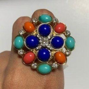 NEW Anthropologie Fashion Ring Multicolor Cluster Gems